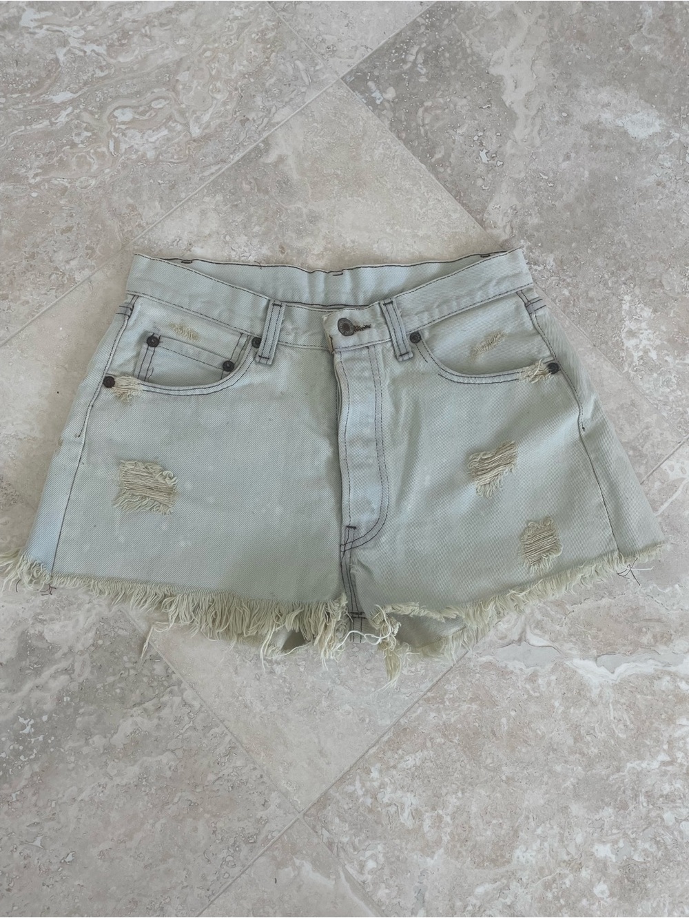 Levi’s Distressed Light Blue Denim Shorts